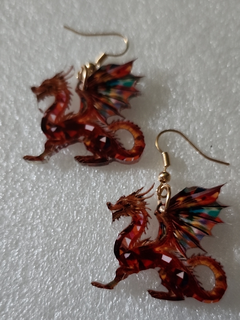 Hand Crafted Red Multi-Color Dragon Earrings
